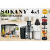 Кухонный комбайн, соковыжималка 4в1 SOKANY SK-4009/насадки из высококачественной нержавеющей стали/MULTIFUNCTIONAL/ножки-присоски/серебристый