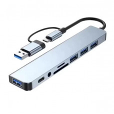 Мультифункциональный USB-хаб 8 в 1, универсальный адаптер, концентратор с входом Type-C, кардридер, HDTV+PD+USB 3.0+SD+TF+Type-C