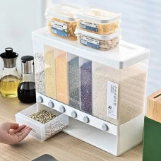 Органайзер на 6 секций для сыпучих продуктов Assorted Grain Rice Bucket Диспенсер для круп, дозатор для сахара Органайзер на 6 секций для сыпучих продуктов Assorted Grain Rice Bucket Диспенсер для круп, дозатор для сахара