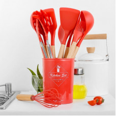Силиконовый кухонный набор принадлежностей Kitchen Set 12 предметов (дерево+силикон) Силиконовый кухонный набор принадлежностей Kitchen Set 12 предметов (дерево+силикон)