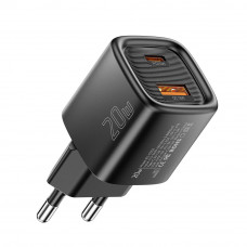 Зарядний пристрій ESSAGER ES-CD54 USB+Type-C 20W EU black